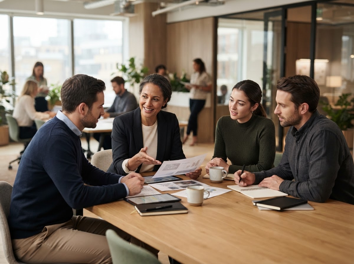 DNB team som gjennomgår daglige analyserapporter